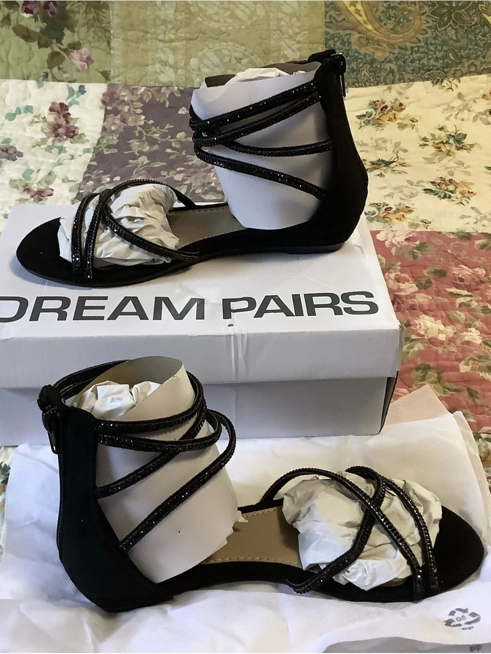 Dream Pairs Black Strappy Ankle Wrap Sandals